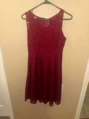 Red Lace Fit-and-Flare Dress